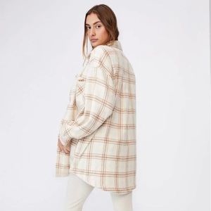 Cotton-On Beige Plaid Button Down Shacket